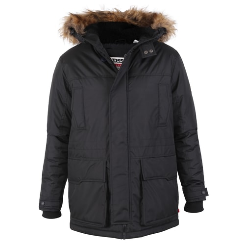 D555 Lovett Parka mit Fellkapuze Schwarz